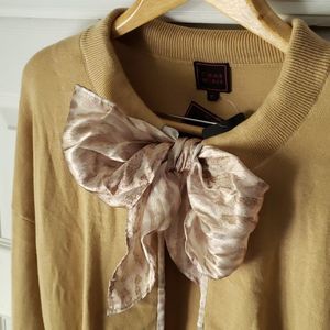 COLORWORKS open-front cardigan sweater with bow